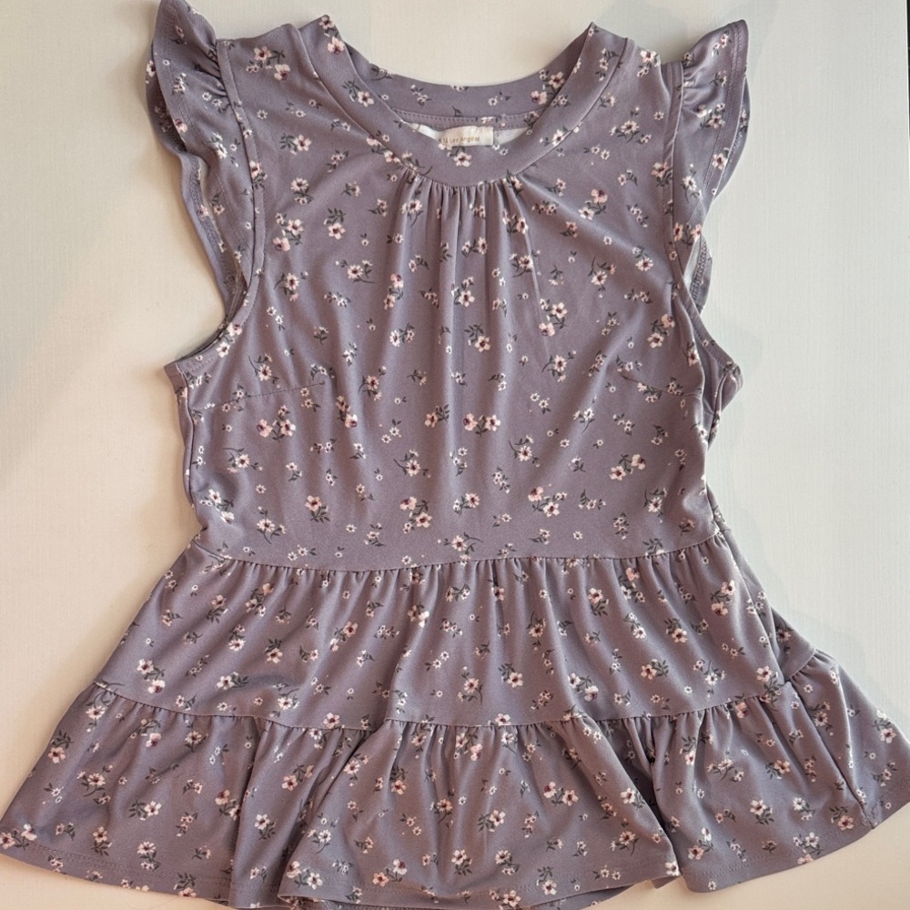 Floral Ruffle Sleeve Women's Blouse - Lavender